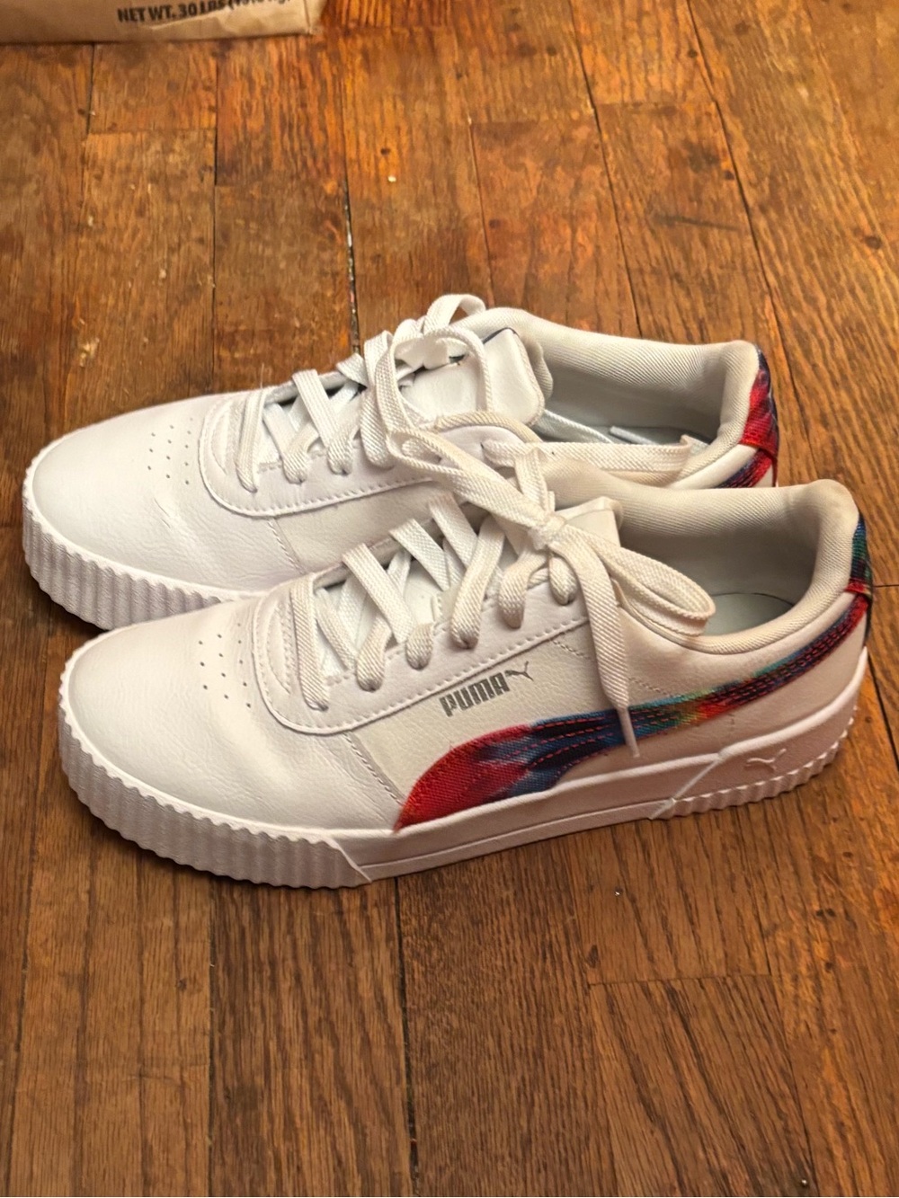 Puma women White Sneakers with Red & Blue Accents